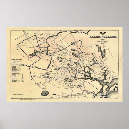 Poster Carte vintage 1692 de Salem Massachusetts (1866) (Devant)