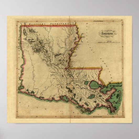 Poster Carte vintage 1814 Louisiane (Devant)
