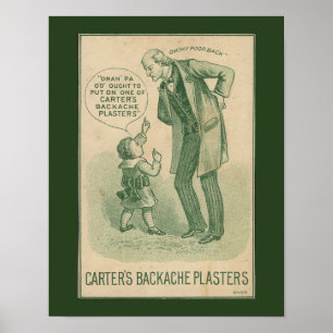 Poster Carte Vintage Backache Plasters de Carter