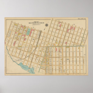 Poster Carte vintage Brooklyn George Washington Bromley