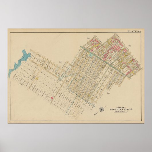 Poster Carte vintage Brooklyn | George Washington Bromley (Devant)