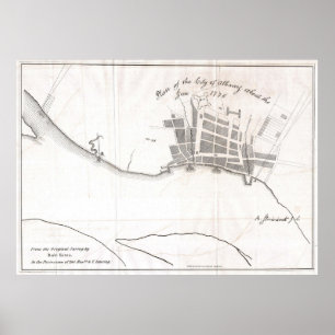Poster Carte vintage d'Albany New York (1770)