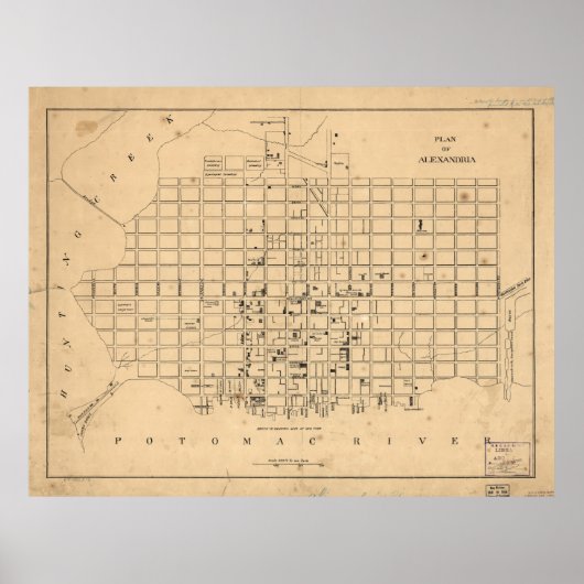 Poster Carte vintage d'Alexandrie Virginie (1862) (Devant)