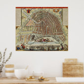 Poster Carte vintage d'Amsterdam (1688) (Cuisine)