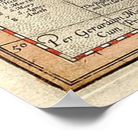 Poster Carte vintage d'Angleterre (1596) (Coin)