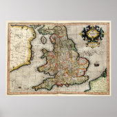 Poster Carte vintage d'Angleterre (1596) (Devant)