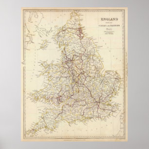 Poster Carte vintage d'Angleterre (1837)