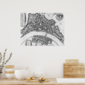 Poster Carte vintage de Bâle (1642) (Cuisine)