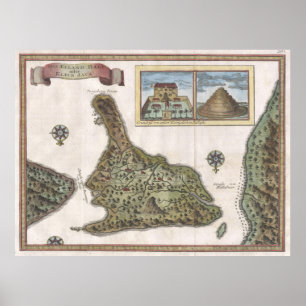 Poster Carte vintage de Bali Indonésie (1760)