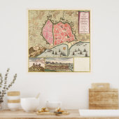 Poster Carte vintage de Barcelone Espagne (1706) (Cuisine)