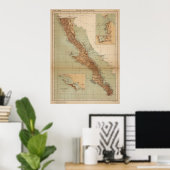 Poster Carte vintage de Basse-Californie (1922) (Bureau à domicile)