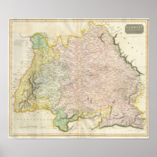 Poster Carte vintage de Bavière Allemagne (1814)