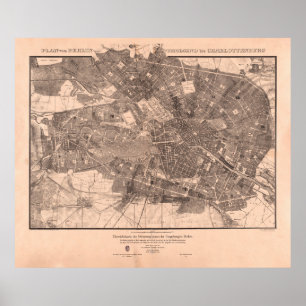 Poster Carte vintage de Berlin Allemagne (1862)