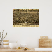 Poster Carte vintage de Birmingham, Alabama (1885) (Cuisine)