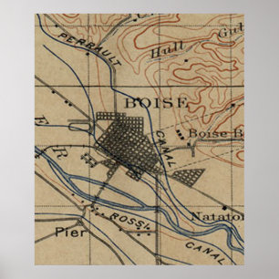 Poster Carte vintage de Boise Idaho (1890)