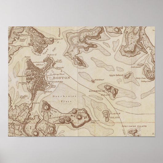 Poster Carte vintage de Boston (Devant)