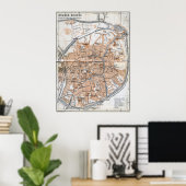 Poster Carte vintage de Bruges (1905) (Bureau à domicile)