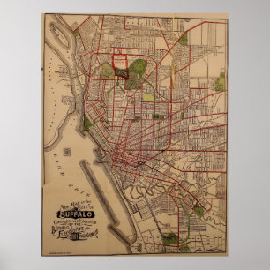 Poster Carte vintage de Buffalo NY (1901)