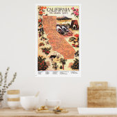 Poster Carte vintage de Californie (1912) (Cuisine)
