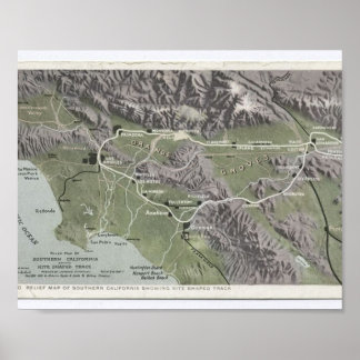 Poster Carte vintage de Californie du Sud de 1898 Canva