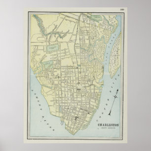 Poster Carte vintage de Charleston SC (1901)
