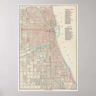 Poster Carte vintage de chemin de fer de Chicago (1893)