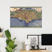 Poster Carte vintage De Chicago (Bureau à domicile)