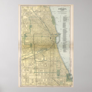 Poster Carte vintage de Chicago (1891)