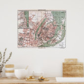 Poster Carte vintage de Copenhague Danemark (1888) (Cuisine)