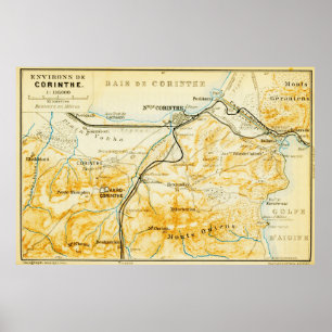 Poster Carte vintage de Corinth Greece (1894)