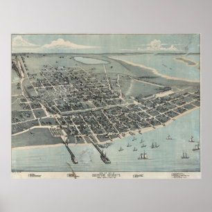 Poster Carte vintage de Corpus Christi TX (1887)