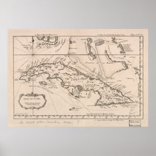Poster Carte vintage de Cuba (1764)