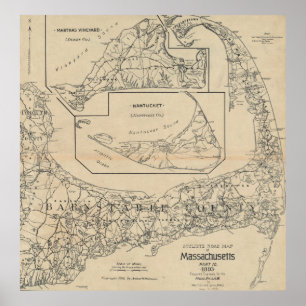 Poster Carte vintage de cycliste de Cape Cod (1893)