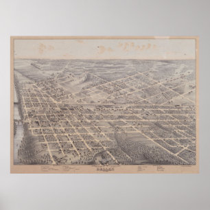 Poster Carte vintage de Dallas Texas (1872)