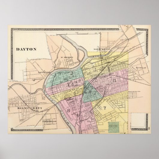 Poster Carte vintage de Dayton Ohio (1872) (Devant)
