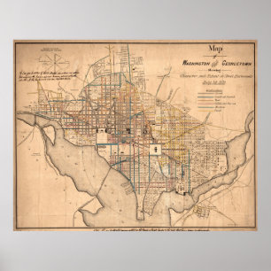 Poster Carte vintage de DC de Washington (1879)