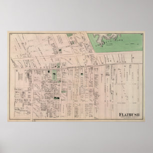 Poster Carte vintage de Flatbush Brooklyn NY (1873)