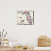 Poster Carte vintage de Floride (Cuisine)