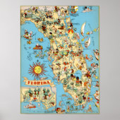 Poster Carte vintage de Floride (Devant)
