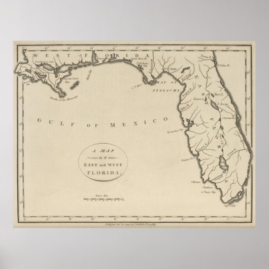 Poster Carte vintage de Floride (1794) (Devant)