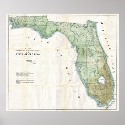 Poster Carte vintage de Floride (1853) (Devant)