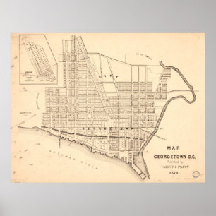 Poster Carte vintage de Georgetown (DC de Washington)