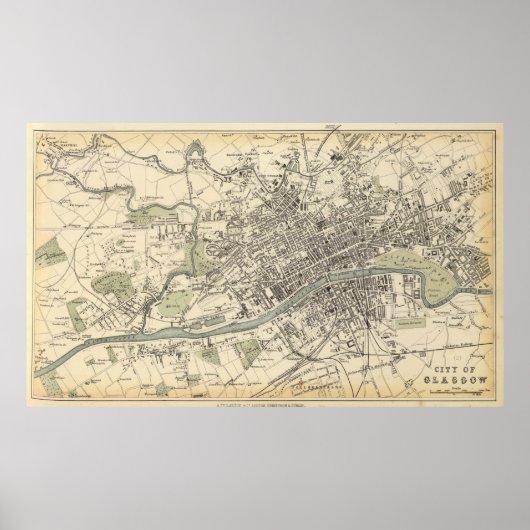 Poster Carte vintage de Glasgow Ecosse (1872) (Devant)