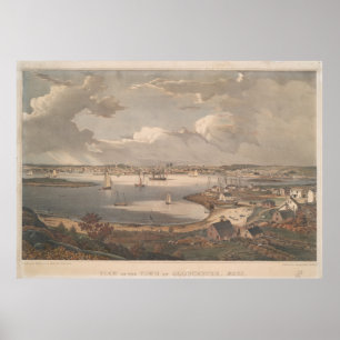 Poster Carte vintage de Gloucester MA (1836)
