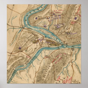Poster Carte vintage de guerre civile de ferry de