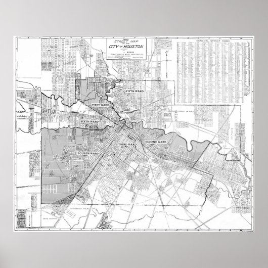 Poster Carte vintage de Houston (1920) (Devant)