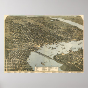 Poster Carte vintage de Jacksonville FL (1893)