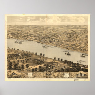 Poster Carte vintage de Jefferson City MO (1869)