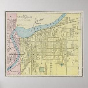 Poster Carte vintage de Kansas City Missouri (1901)
