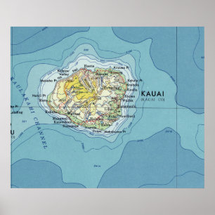 Poster Carte Vintage de Kauai